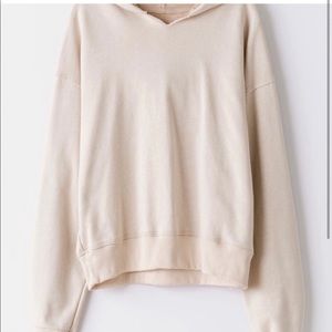 Reverse seam drop shoulder crop hoodie